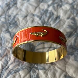 Vibrant Orange & Gold Alligator Bangle
